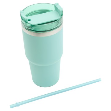 收納王妃 多彩不鏽鋼杯 附吸管  薄荷綠  600ml  1個