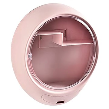 逛逛市集 圓型免打孔防塵壁掛式化妝置物收納盒 上下分格 大容量 磁吸密閉合門  39.5*13*35公分  粉色  1個