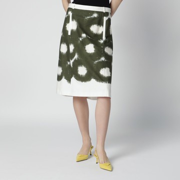 Cotton skirt with military green pattern
