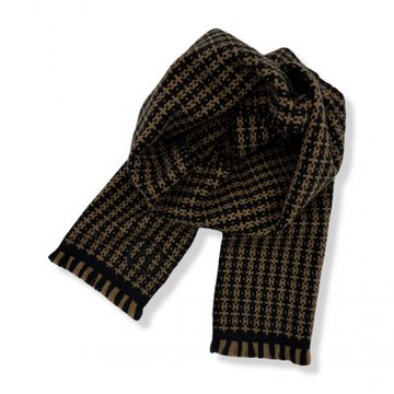 Hermes 高級羊絨圍巾 經典標誌 (藍棕配色 x H編織紋)