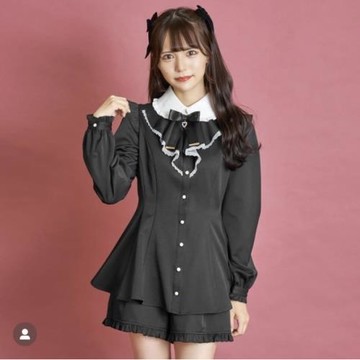 Sc套裝清楚系量產型圓領蕾絲蝴蝶長袖可機洗洛麗塔蘿莉Sc套裝04