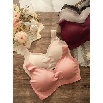 日本一片式無鋼圈文胸聚攏無痕運動瑜伽背扣安心內衣薄款透氣文胸