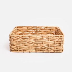 奧可利手工編織櫃內收納籃 斜紋矮長形