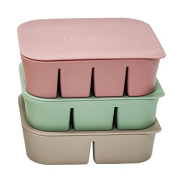 MODU'I BLUEMAMA 矽膠嬰兒副食品分裝盒3件組  米色 + 薄荷綠色 + 粉紅色  1組