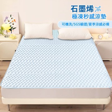 【寢室安居】石墨烯x極凍秒感涼墊 152*190cm 亮青藍｜極速降溫 、親膚舒壓，夏日節能省電首選