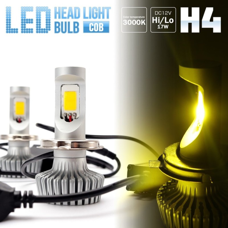 バイク用 COB LED ヘッドライト H4 Hi Lo レモンイエロー発光 3000K 12V LEDバルブ 2個セット H-87 通販  LINEポイント最大1.0%GET | LINEショッピング