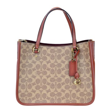 COACH - 滿版logo拼接皮革兩用包 (卡其駝)