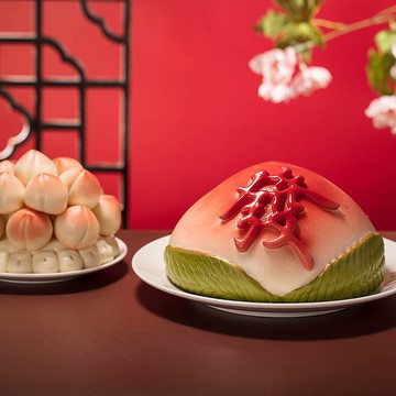 美姬饅頭 10吋發字子母大壽桃 一盒1入