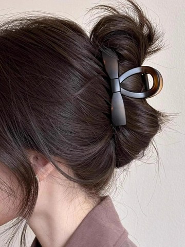 磨砂玳瑁色蝴蝶結鯊魚夾后腦勺盤發夾子發夾女高級感氣質頭發抓夾