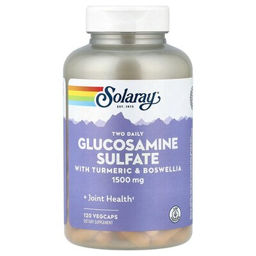 Solaray, 每日兩次氨基葡萄糖硫酸鹽加薑黃和乳香，1,500 毫克，120 粒素食膠囊