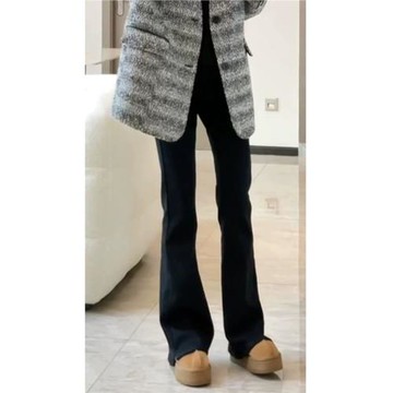 黑色高腰修身微喇牛仔褲女2025年秋冬彈力顯瘦百搭拖地馬蹄褲子