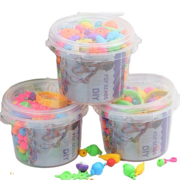 台灣出貨 創意兒童益智百變波普珠小圓桶套裝手工diy無繩串珠玩具200