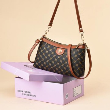 包包女2025春夏新款中年媽媽包高級感老花婆婆包大容量單肩斜挎包