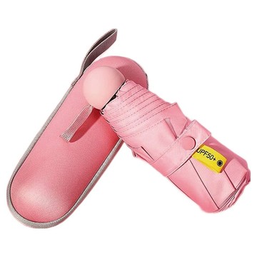 樂邦 繽紛圓黑膠5折雨傘 附盒  粉色