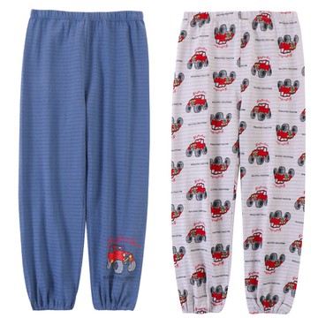 MAMDADKIDS - 竹節棉長褲兩件組-車車組合-藍灰色