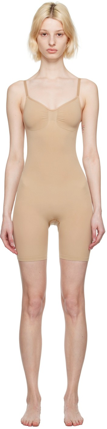 SKIMS 驼色 Seamless Sculpt Mid Thigh 连体衣