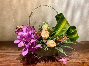【拜訪花禮】蘭花玫瑰典雅枱花 Grace