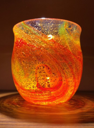 日揉酒杯 帶木盒的清酒套裝 麻炭玻璃