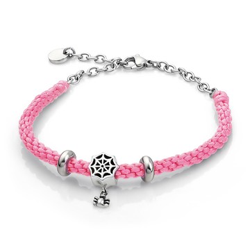 手鍊．手工編織．蠶絲蠟繩．純銀愛心串珠