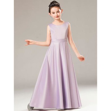 MUSE女大童樂隊鋼琴表演禮服主持演出服紫色洋氣時尚優雅緞布禮服