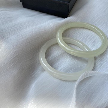 樂天優選~天然白玉細圓條少女款手鐲青白玉圓條玉鐲子漢服配飾小細條手鐲 雙11全館免運