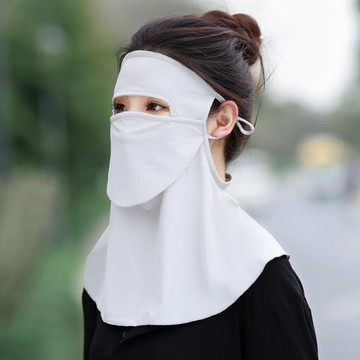 夏天防紫外線臉基尼脖子面部防曬遮全臉護肩掛耳冰絲面罩透氣露嘴