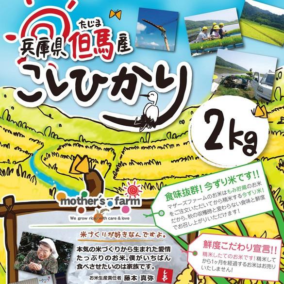 新米 無洗米 コシヒカリ 白米 2kg 令和5年産 今ずり米 特別栽培米 兵庫県 但馬産 送料無料