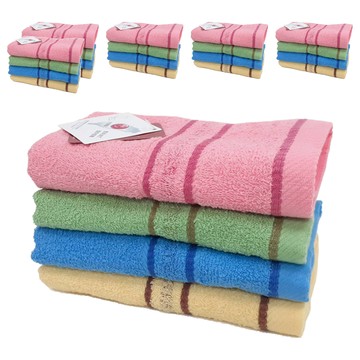 100%純棉毛巾 台灣製  A橫條紋  24條