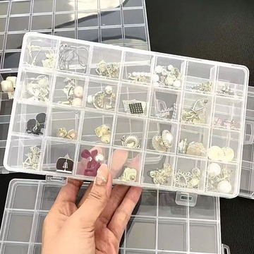 透明首飾收納盒固定格子防躥格美甲盒戒指耳環串珠髮飾盒 FJZ7