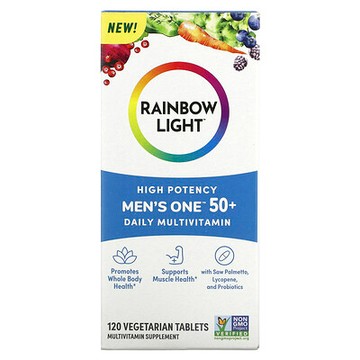 Rainbow Light, Men's One 50+ 日常多維生素，優效，120 粒素食片劑