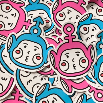 cheeky cheeky 厚面子 厚面寶寶 天線寶寶 PVC防水貼紙  行李箱