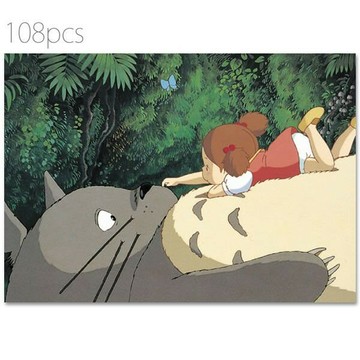 真愛日本 宮崎駿 吉卜力 龍貓 日本製 盒裝拼圖 108片 龍貓肚子上 拼圖 紙拼圖