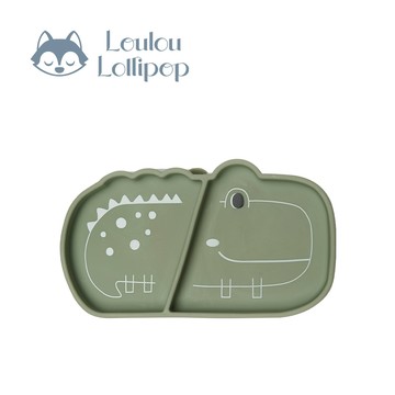 Loulou Lollipop - 動物造型 防滑矽膠餐盤-微笑鱷魚