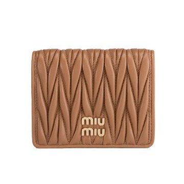 MIU MIU Matelasse 納帕皮革對扣式零錢短夾(焦糖色)