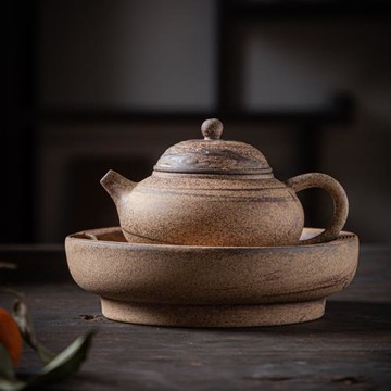 舊友老巖泥粗陶無釉泡茶壺家用復古風中式帶過濾手工梨壺功夫茶具