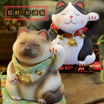 【A&R】招財好運陶瓷貓 袖珍款 - 虎紋貓