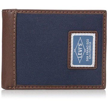 【Levi’s】2017時尚李維斯帆布皮革深藍棕色皮夾(預購)