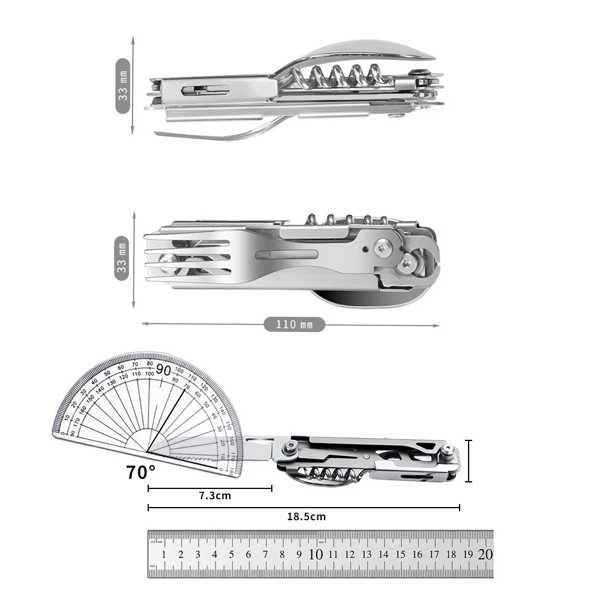 多目的屋外ナイフ ピクニック用カトラリー 折りたたみ式トラベルナイフ フォーク スプーン ワインボトルの組み合わせ