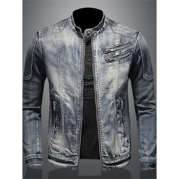 漫威毒液男士牛仔外套歐美休閑復古大碼立領拉鏈夾克騎行機車服潮