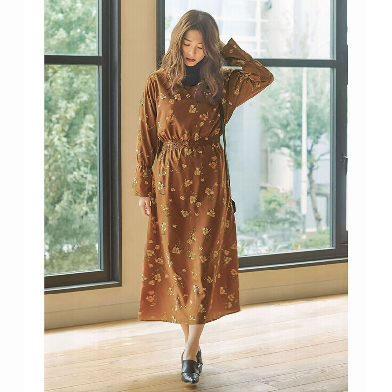 リエディ Re Edit 花柄シフォンワンピース ブラウン 通販 Lineポイント最大3 0 Get Lineショッピング
