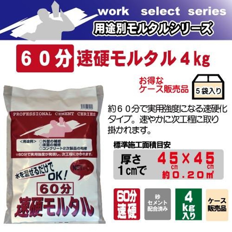 マツモト産業 ワークセレクト60分速硬モルタル4kgケース入り(5袋/ケース) LINEショッピング