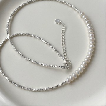 【赫本珠寶】幸福有你珍好🌷天然淡水珍珠碎銀子鎖骨項鏈(925純銀)〡(祝福、生日、情人節、畢業、獻禮)