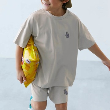 日本 devirock - 接觸涼感 寬版清爽短袖套裝-LA-淺灰