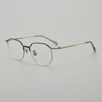 [Mortal]  新款超輕半圓純鈦眼鏡框 拚色異形眼鏡架 可配鏡片防藍光平光鏡 男女通用