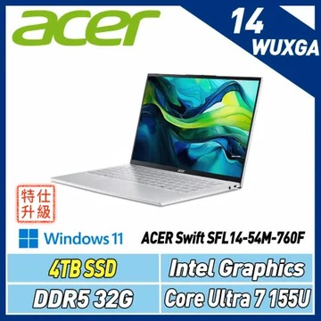 【改機升級】ACER Swift Lite SFL14-54M-760F (U7-155U/32G/4TB