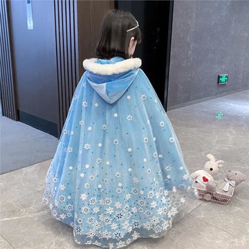 女孩新elsa可愛艾莎公主裙披風萬圣節演出服秋季冰雪奇緣愛莎斗篷