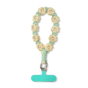 [RONEVER] 手機編織花短掛繩30cm PD049-4 黃綠