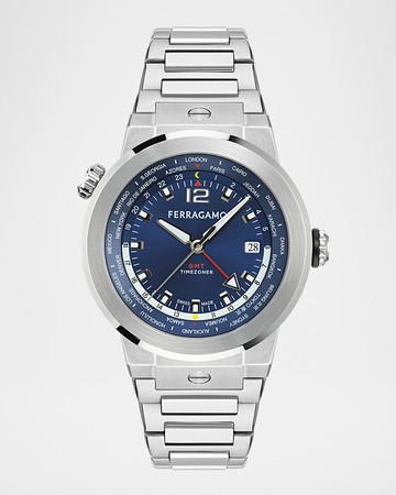 Men's F-80 GMT Stainless Steel Bracelet Watch, 43mm