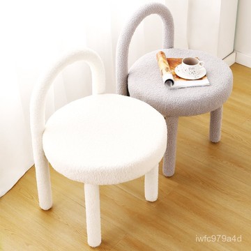 【廠家免運】羊羔絨椅子現代簡約靠背化妝椅子臥室奶油風家用軟包梳妝凳餐椅軟