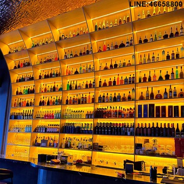 免運 開立發票 酒櫃 酒吧酒柜創意吧臺背景墻酒架清吧酒館音樂餐廳不銹鋼弧形酒柜
